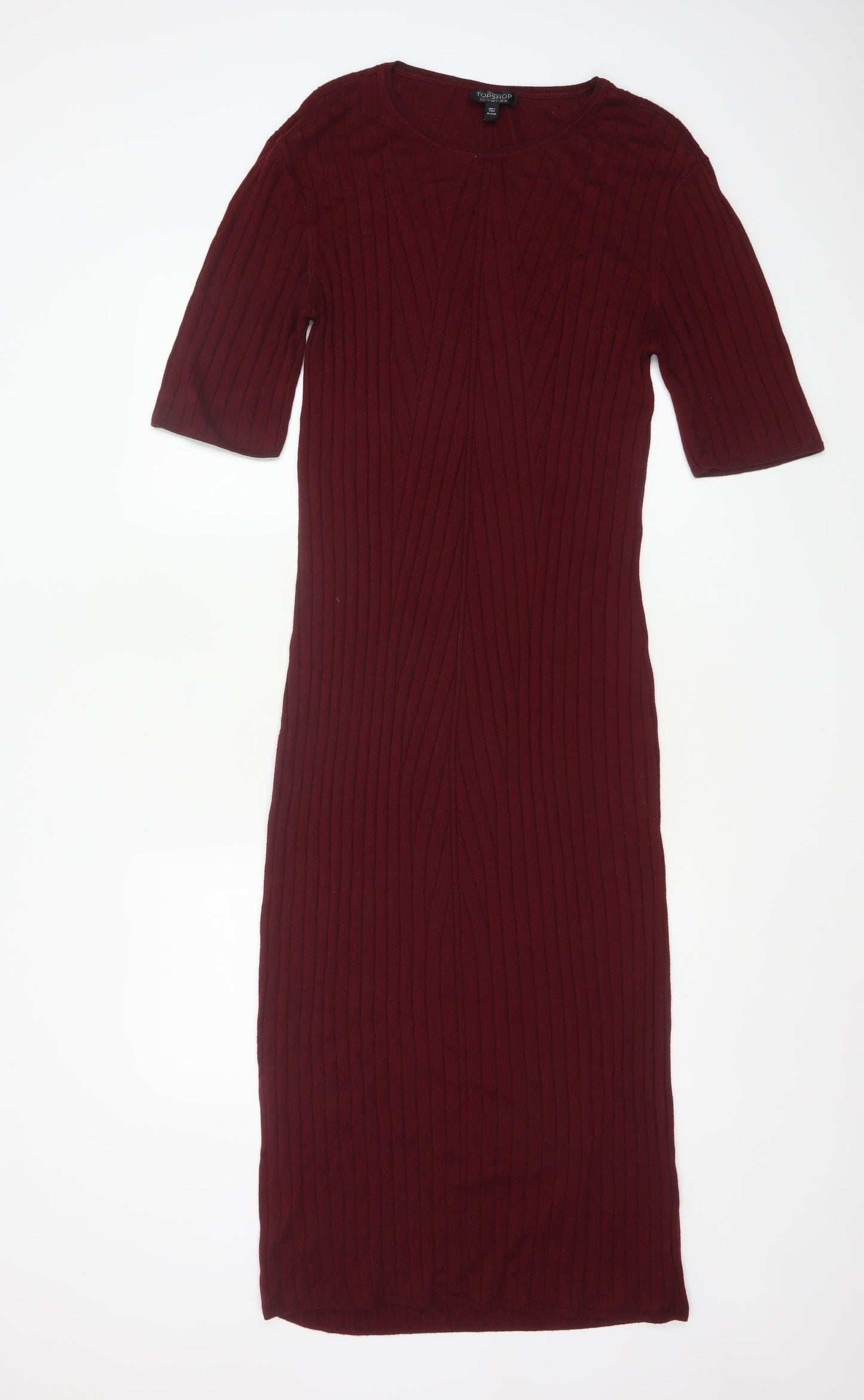 Topshop Maternity Red Knit Bodycon Midi Dress UK 16