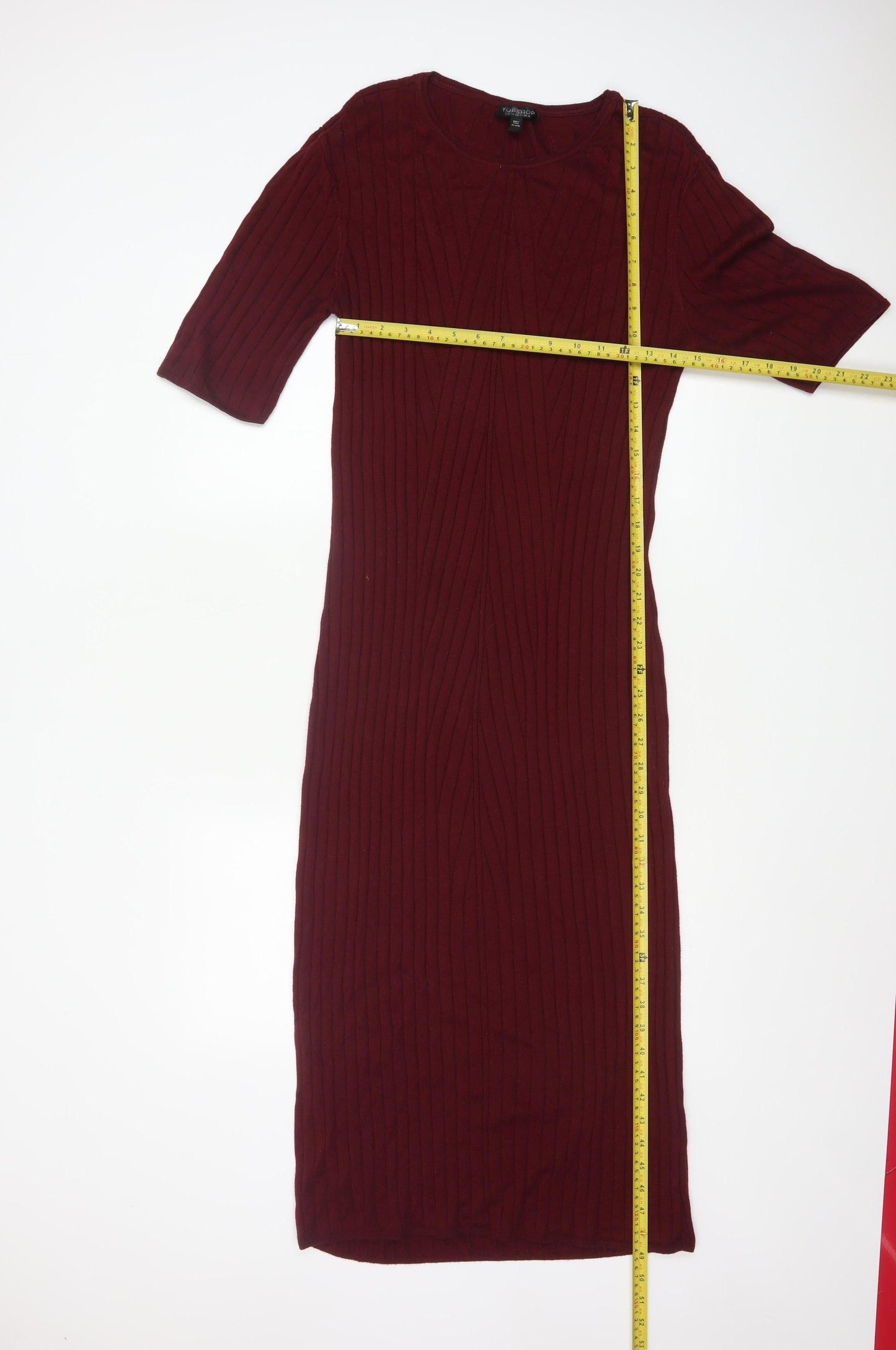 Topshop Maternity Red Knit Bodycon Midi Dress UK 16
