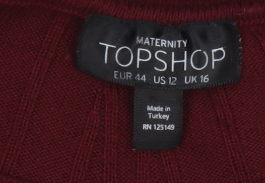 Topshop Maternity Red Knit Bodycon Midi Dress UK 16