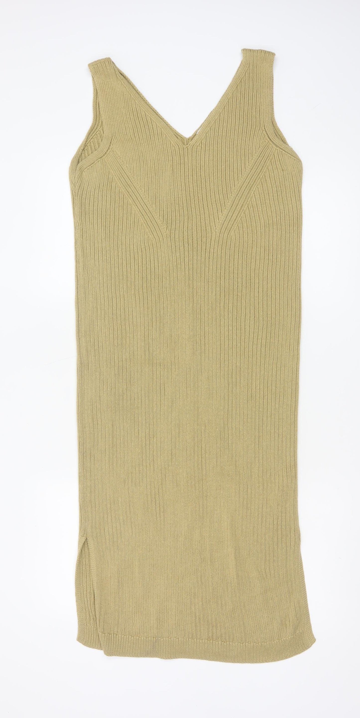 Tu Women Beige Size 12 Sleeveless Knit Bodycon Midi Dress