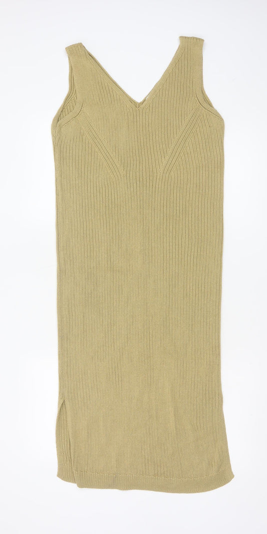 Tu Women Beige Size 12 Sleeveless Knit Bodycon Midi Dress