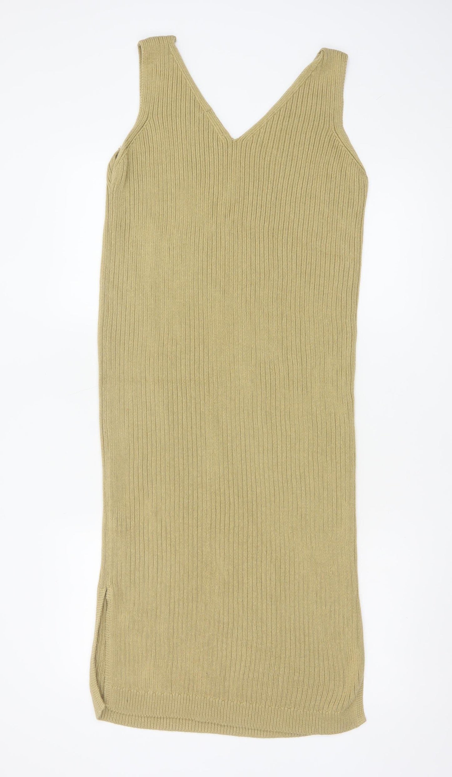 Tu Women Beige Size 12 Sleeveless Knit Bodycon Midi Dress