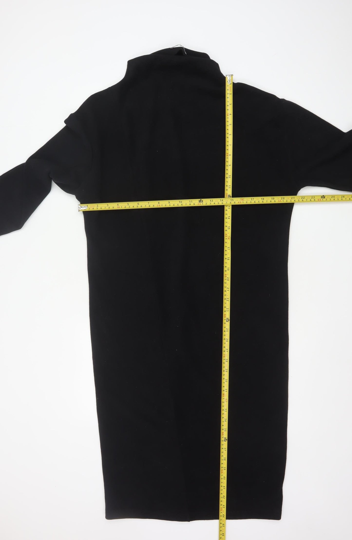 Zara Women Black Size 14 High Neck Long Sleeve Sheath Dress