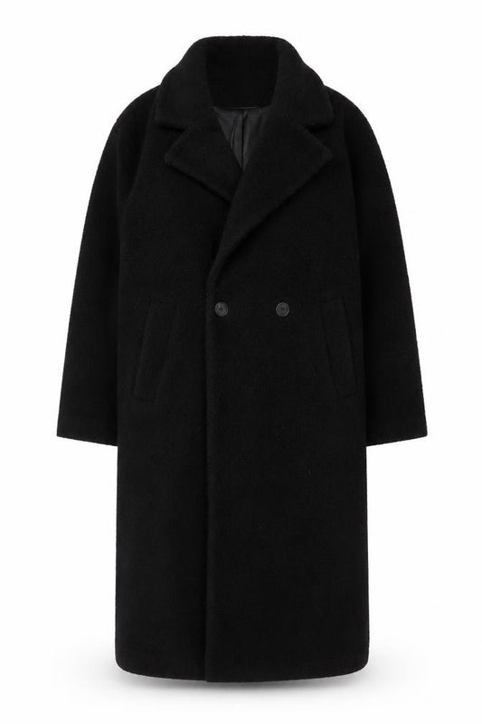 Primark Women’s Black Long Overcoat Size 10 Classic Buttoned Polyester