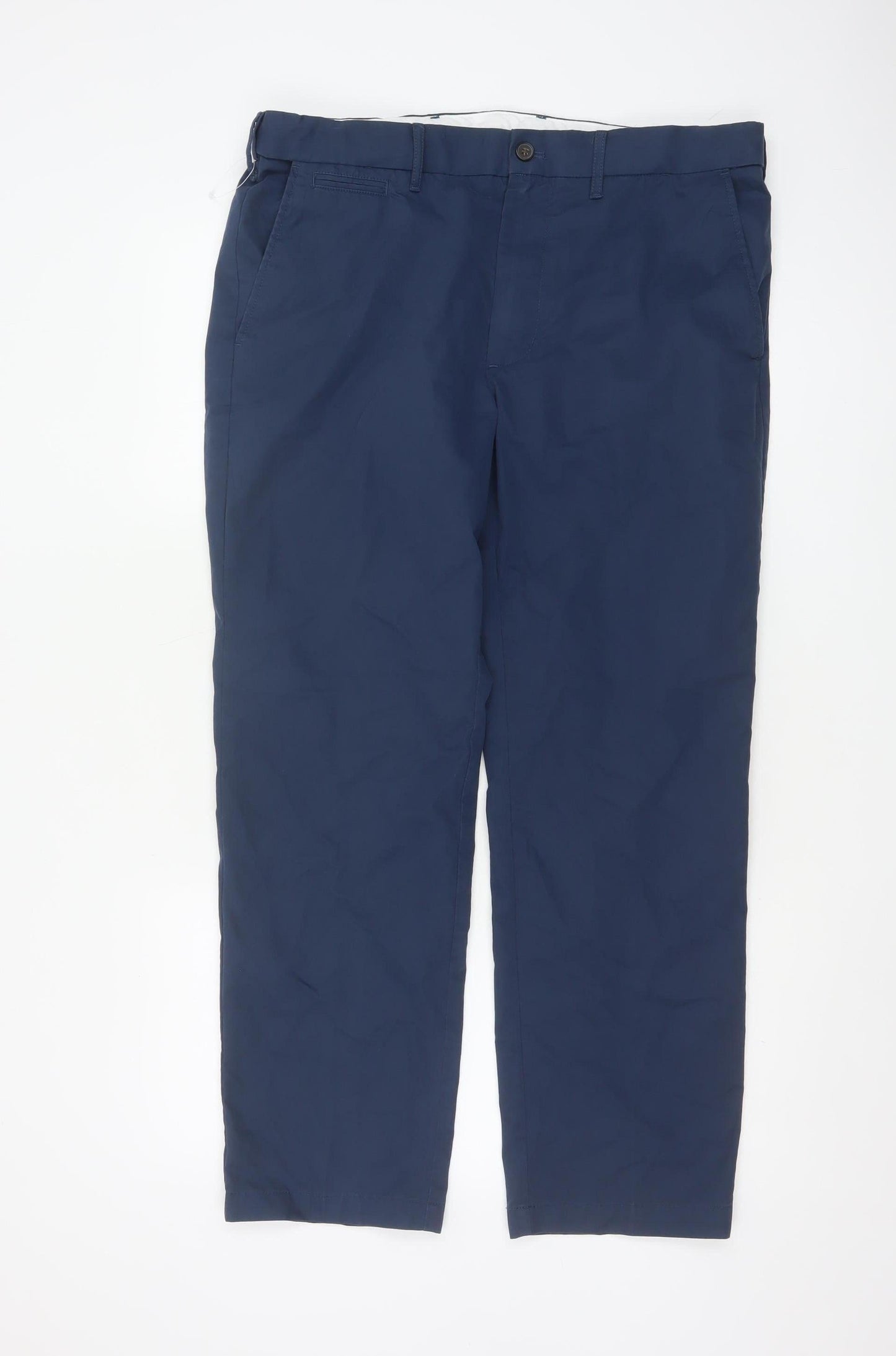 Marks and Spencer Men's Blue Regular Fit Chino Trousers Size 36