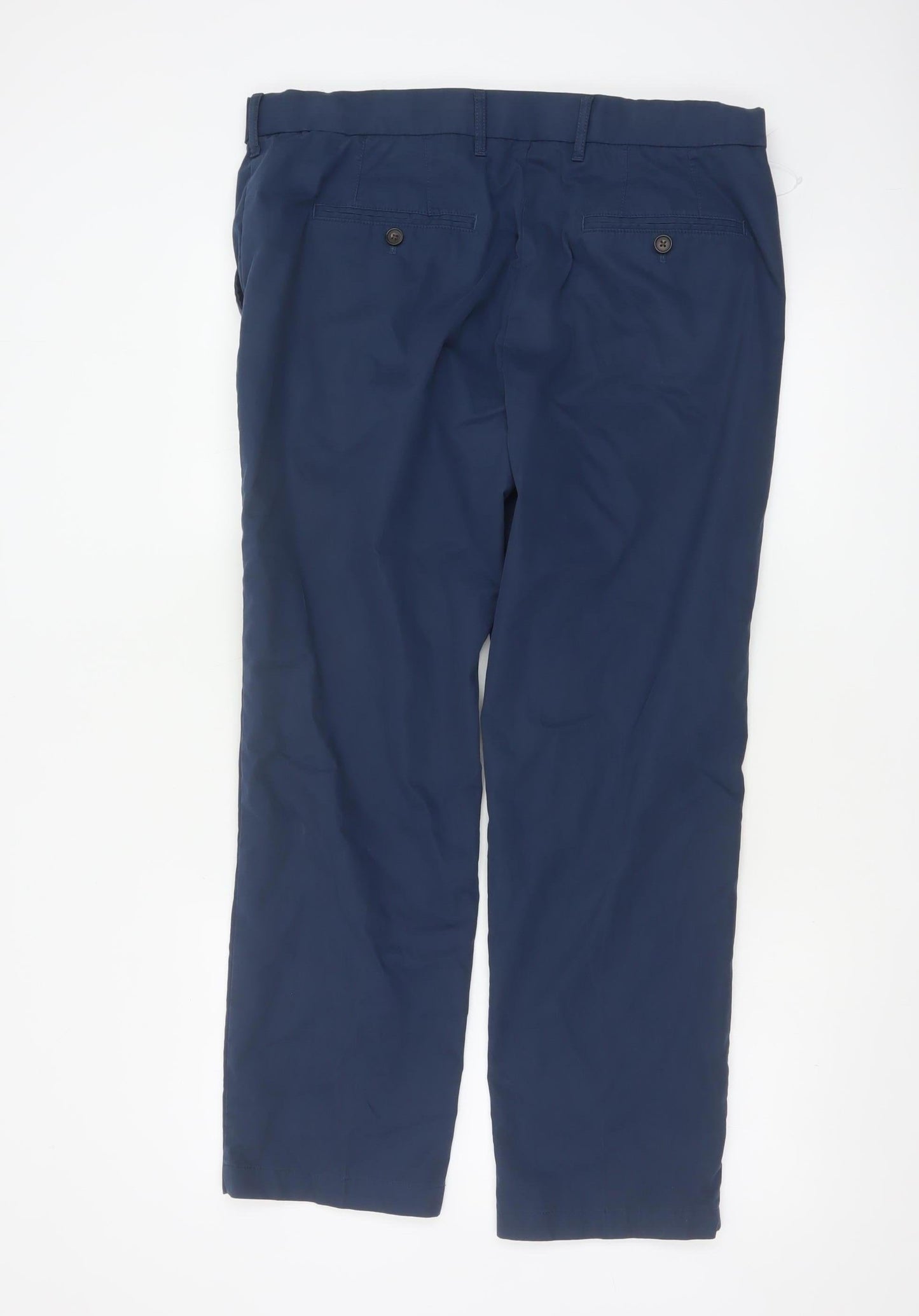 Marks and Spencer Men's Blue Regular Fit Chino Trousers Size 36