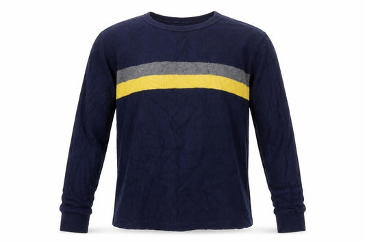 Gap Men's Blue Long Sleeve Colourblock Cotton Top Size L