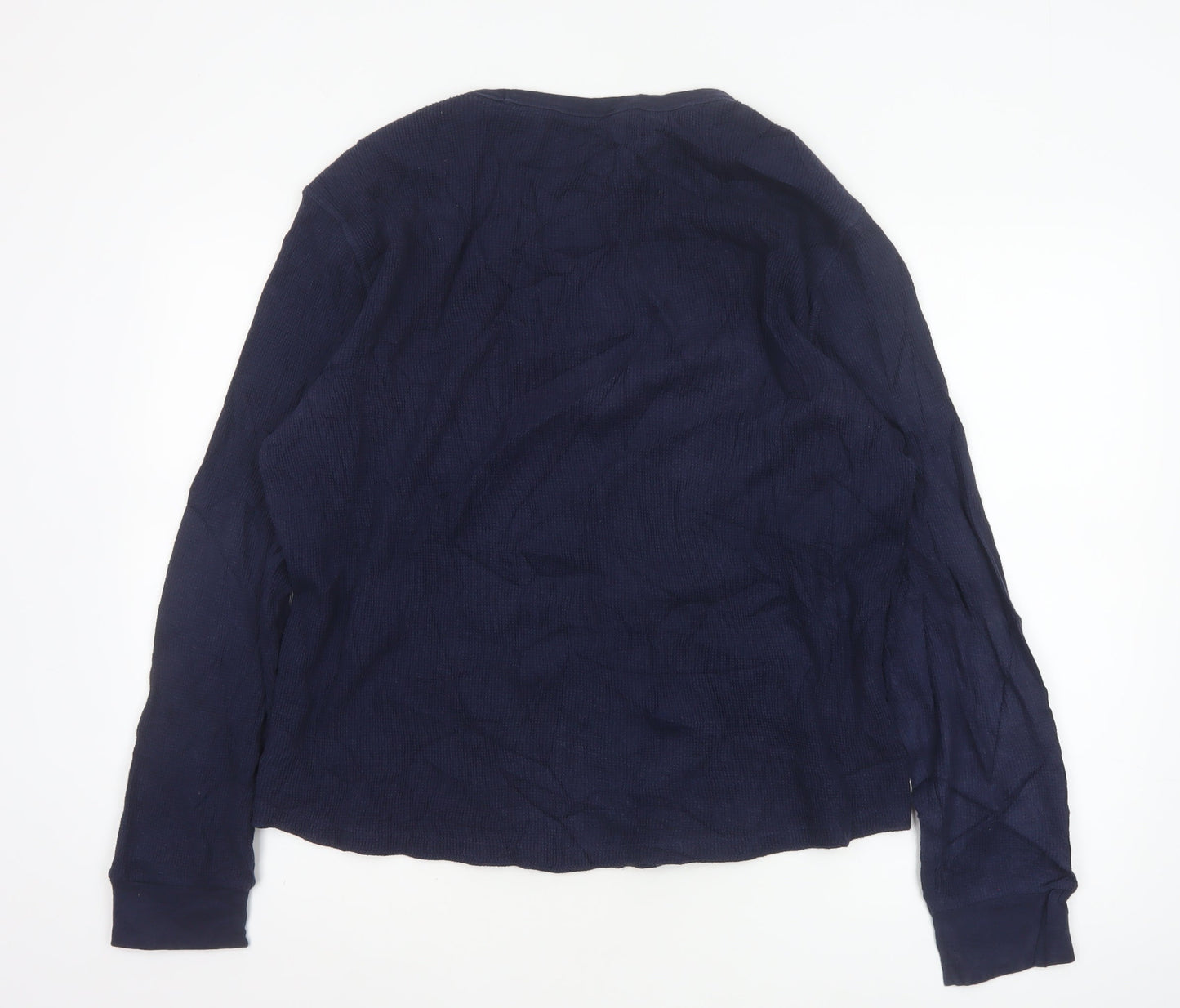 GAP Men's Blue Long Sleeve Colourblock Cotton Top Size L