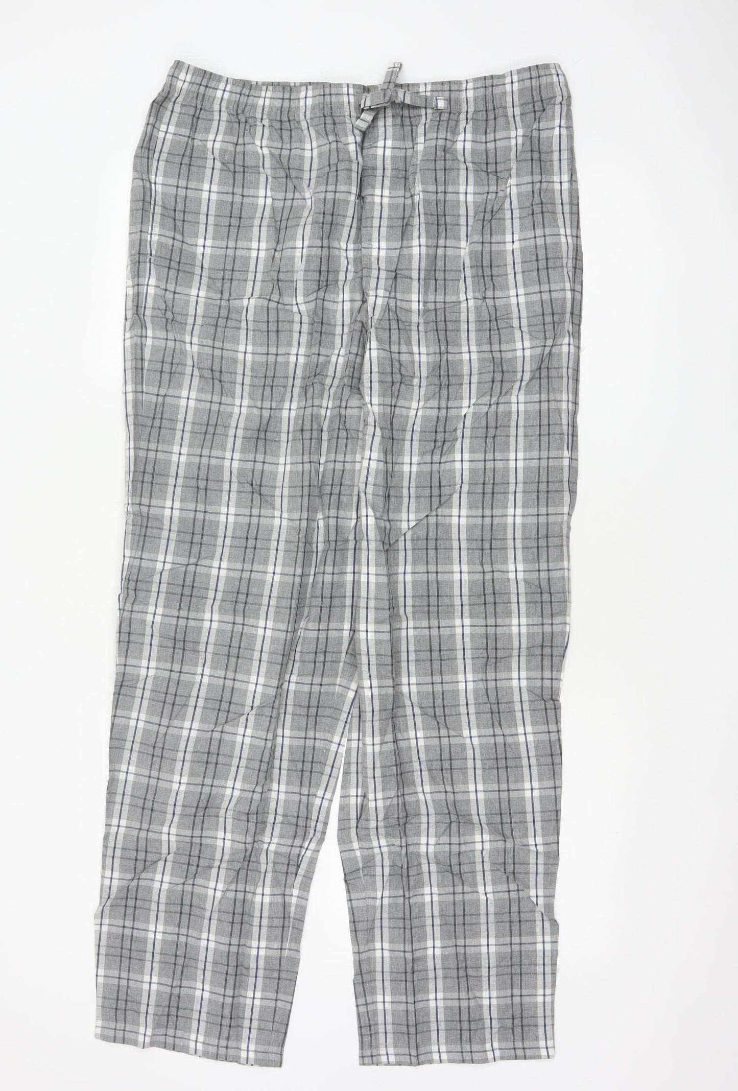 Marks and Spencer Men's Grey Check Cotton Pyjama Pants Size L