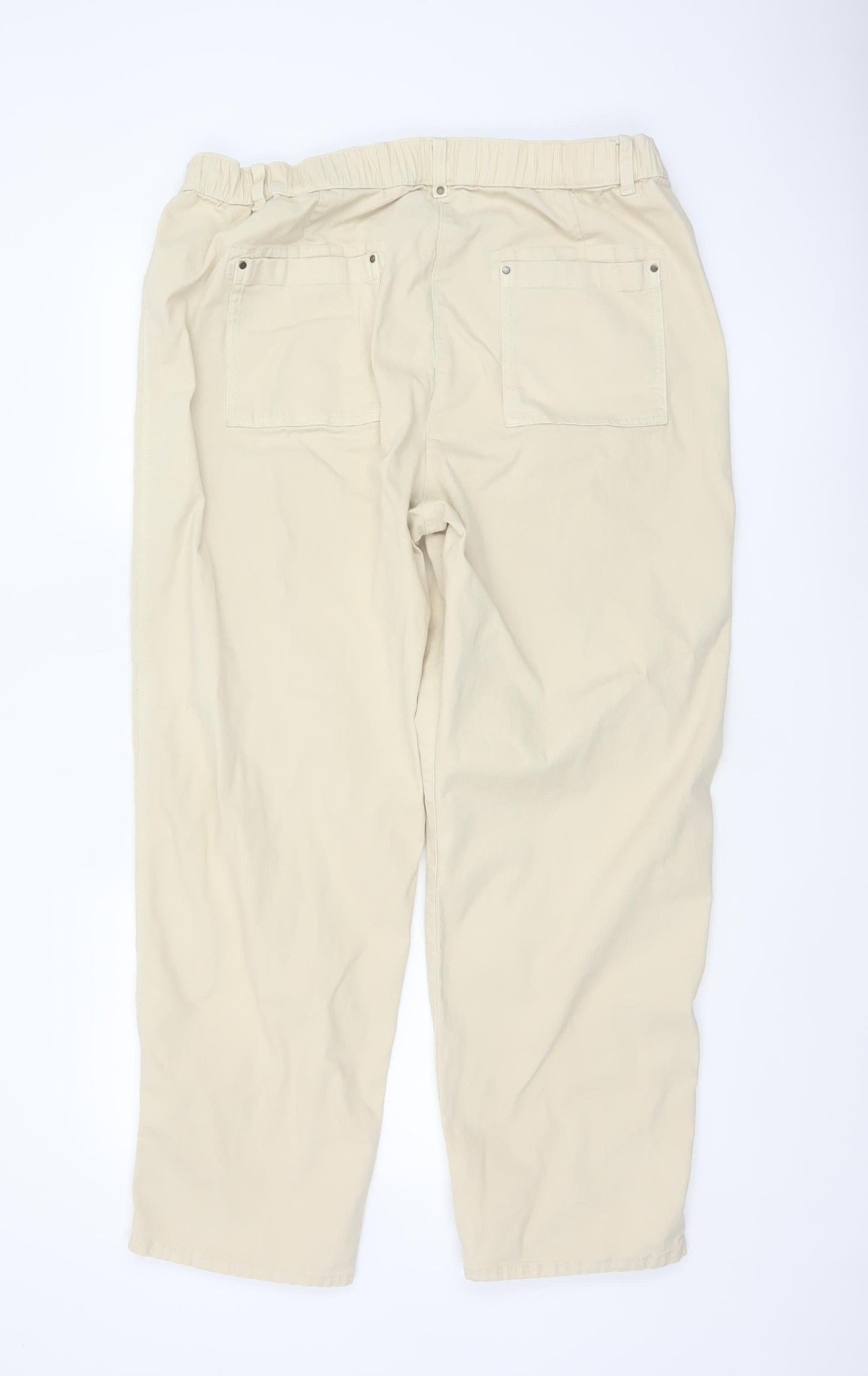 Marks and Spencer Women Beige Cargo Trousers Size 18 Regular Cotton