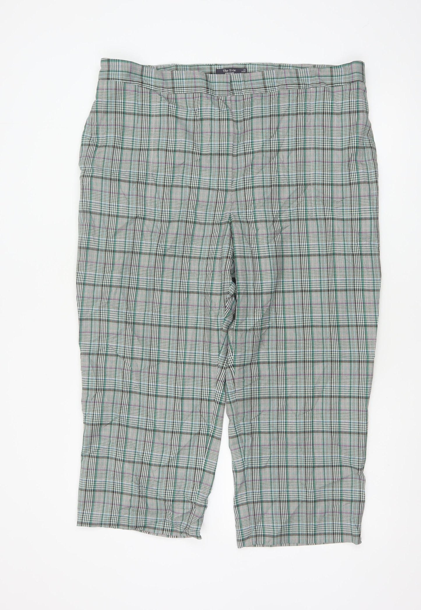 Marks and Spencer Women's Green Check Capri Trousers Size 20