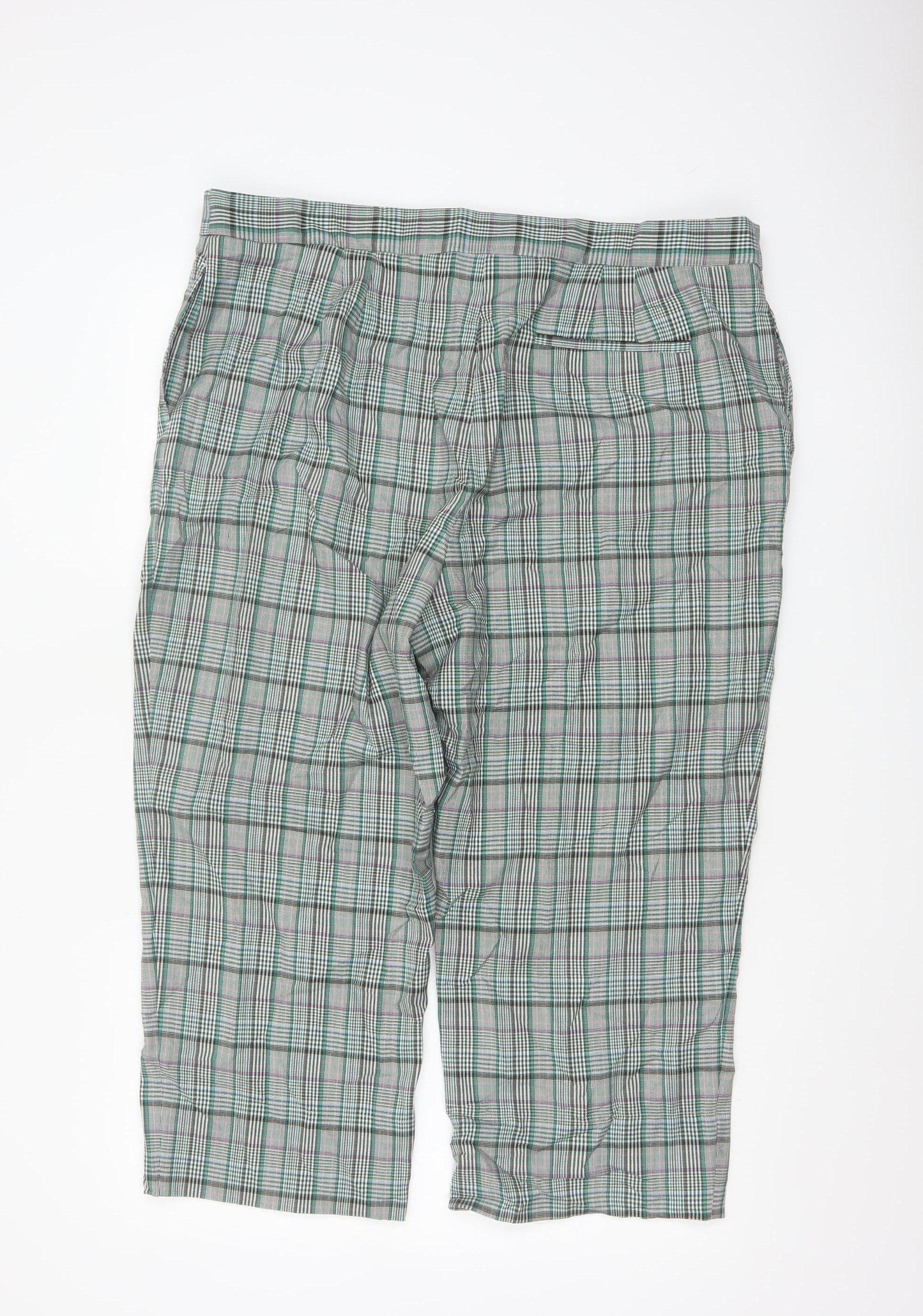 Marks and Spencer Women's Green Check Capri Trousers Size 20