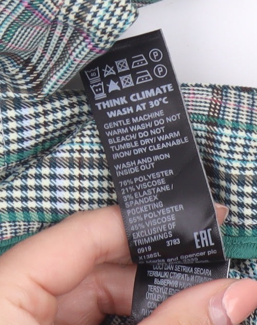 Marks and Spencer Women's Green Check Capri Trousers Size 20