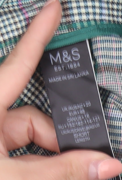 Marks and Spencer Women's Green Check Capri Trousers Size 20