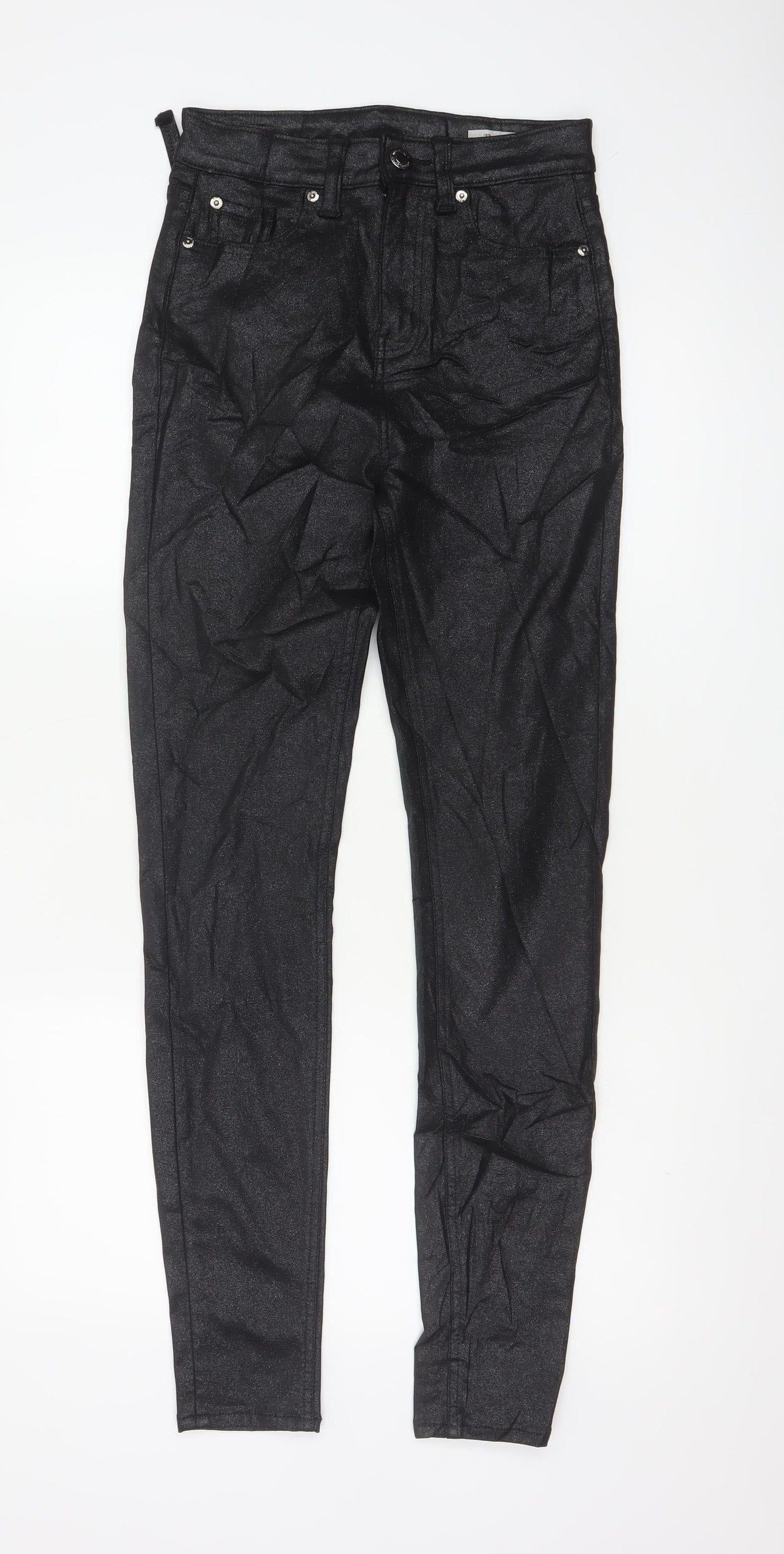 Marks and Spencer Women’s Black Slim Fit Stretch Trousers Size 8 Tall