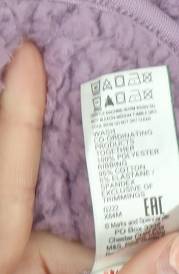 Marks and Spencer Women's Purple Fleece Hooded Robe Small