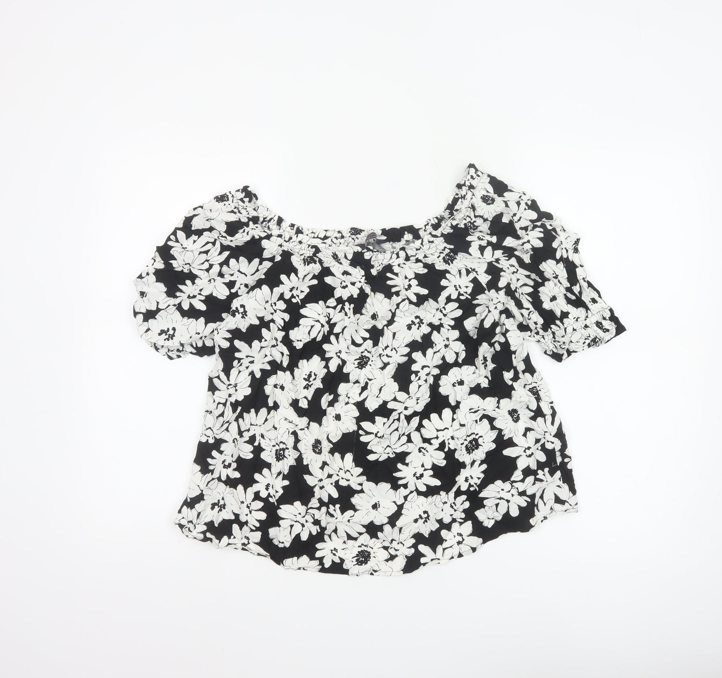 Marks and Spencer Women's Black Floral Tunic Blouse Size 10