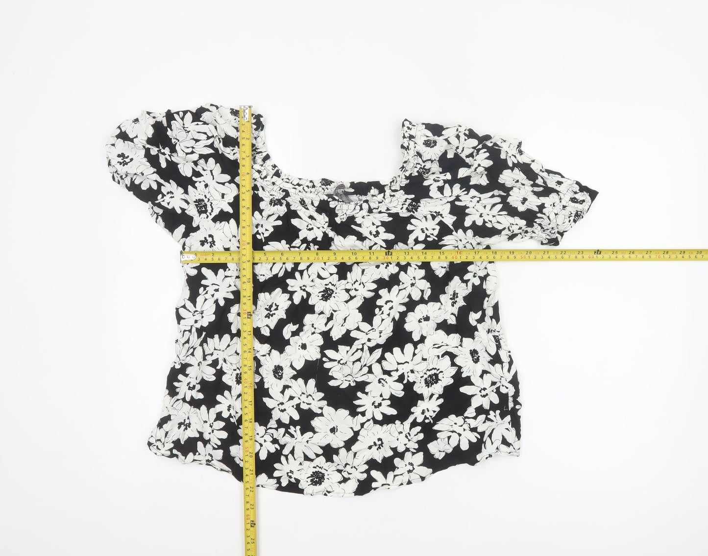 Marks and Spencer Women's Black Floral Tunic Blouse Size 10