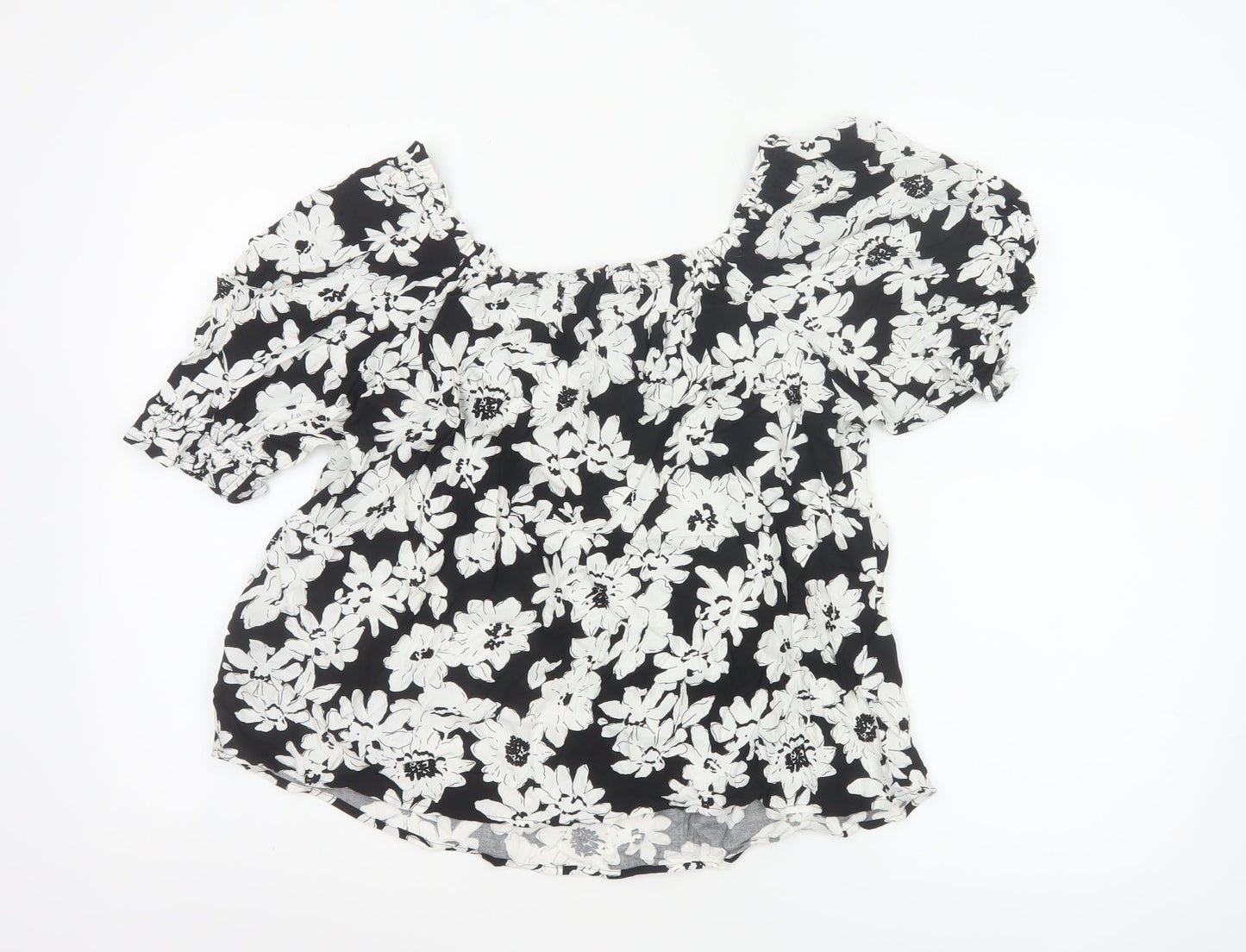 Marks and Spencer Women's Black Floral Tunic Blouse Size 10