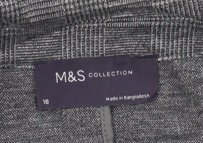 Marks and Spencer Womens Grey Check Blazer Jacket Size 18 Regular Fit