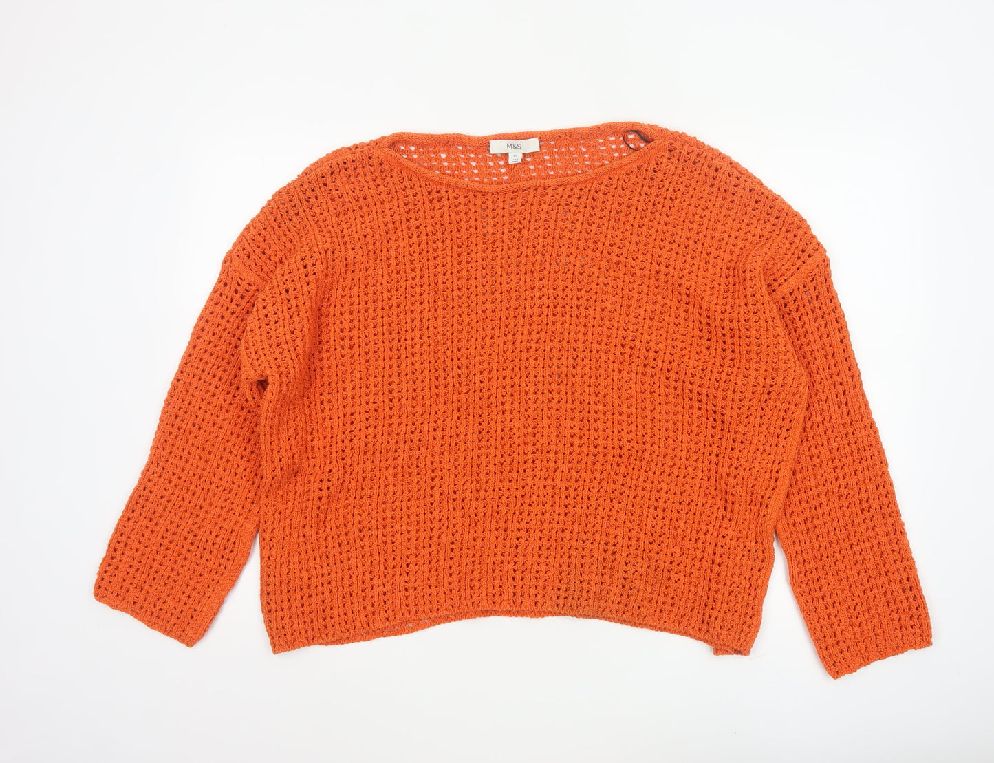 Marks and Spencer Women’s Orange Open-Knit Cotton Jumper XL