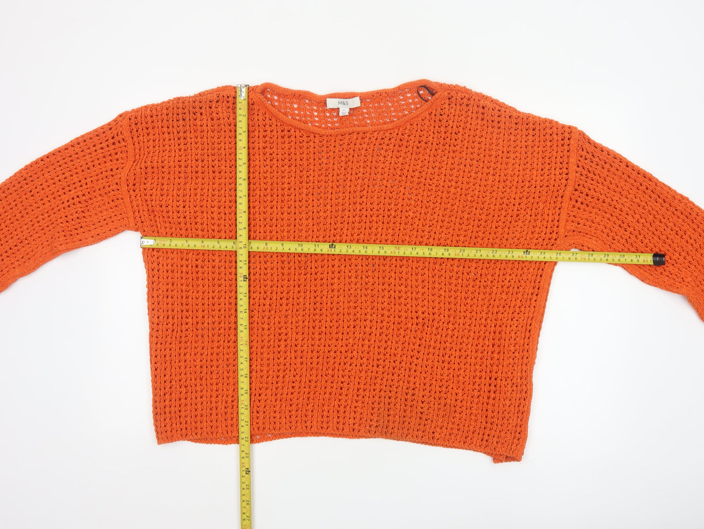 Marks and Spencer Women’s Orange Open-Knit Cotton Jumper XL