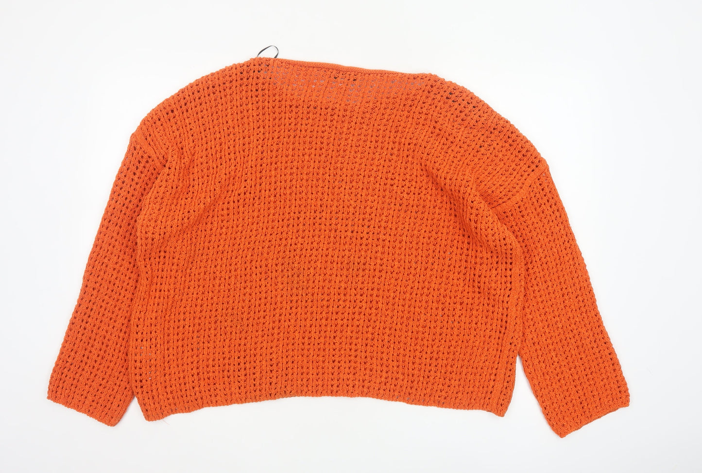 Marks and Spencer Women’s Orange Open-Knit Cotton Jumper XL