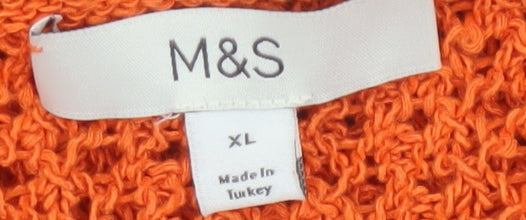 Marks and Spencer Women’s Orange Open-Knit Cotton Jumper XL