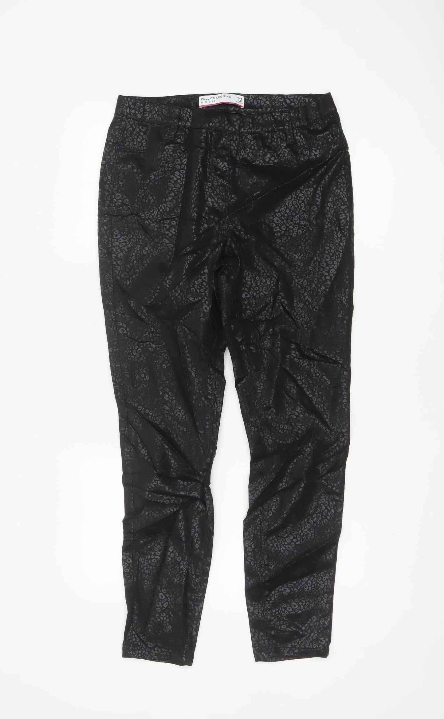 Next Women’s Black Animal Print Pull On Leggings Size 12