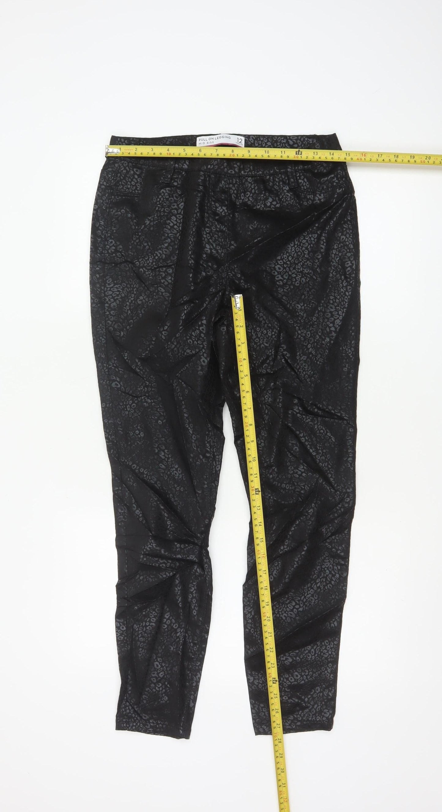 Next Women’s Black Animal Print Pull On Leggings Size 12