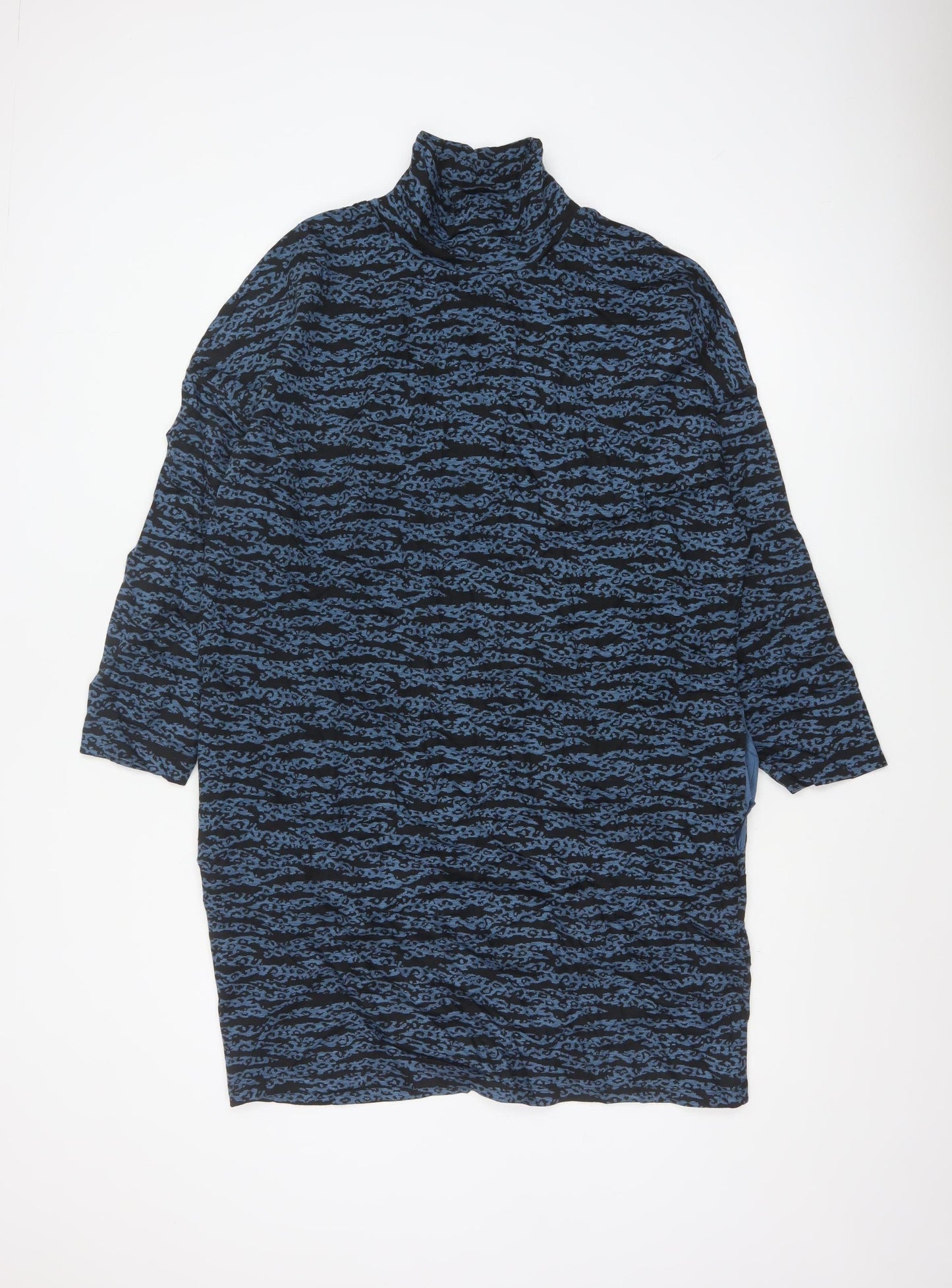 Whistles Women Blue Animal Print Roll Neck Tunic Top Size M
