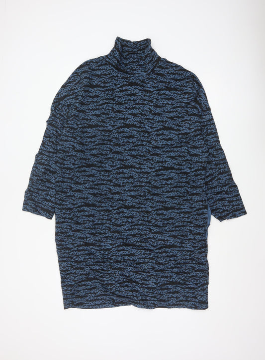Whistles Women Blue Animal Print Roll Neck Tunic Top Size M