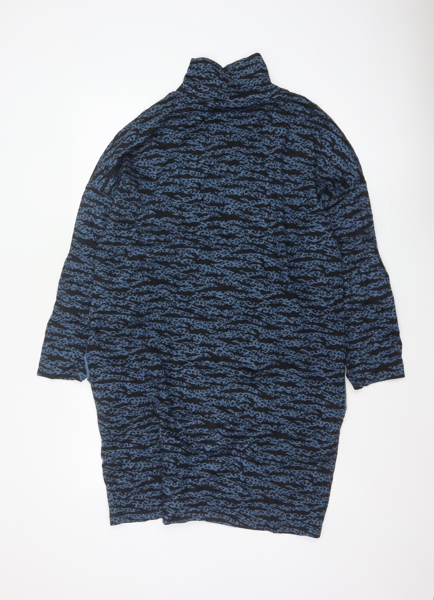 Whistles Women Blue Animal Print Roll Neck Tunic Top Size M