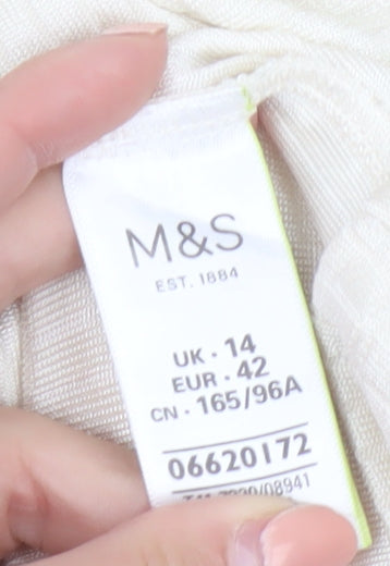 Marks and Spencer Womens Ivory Short Sleeve Basic T-Shirt Size 14