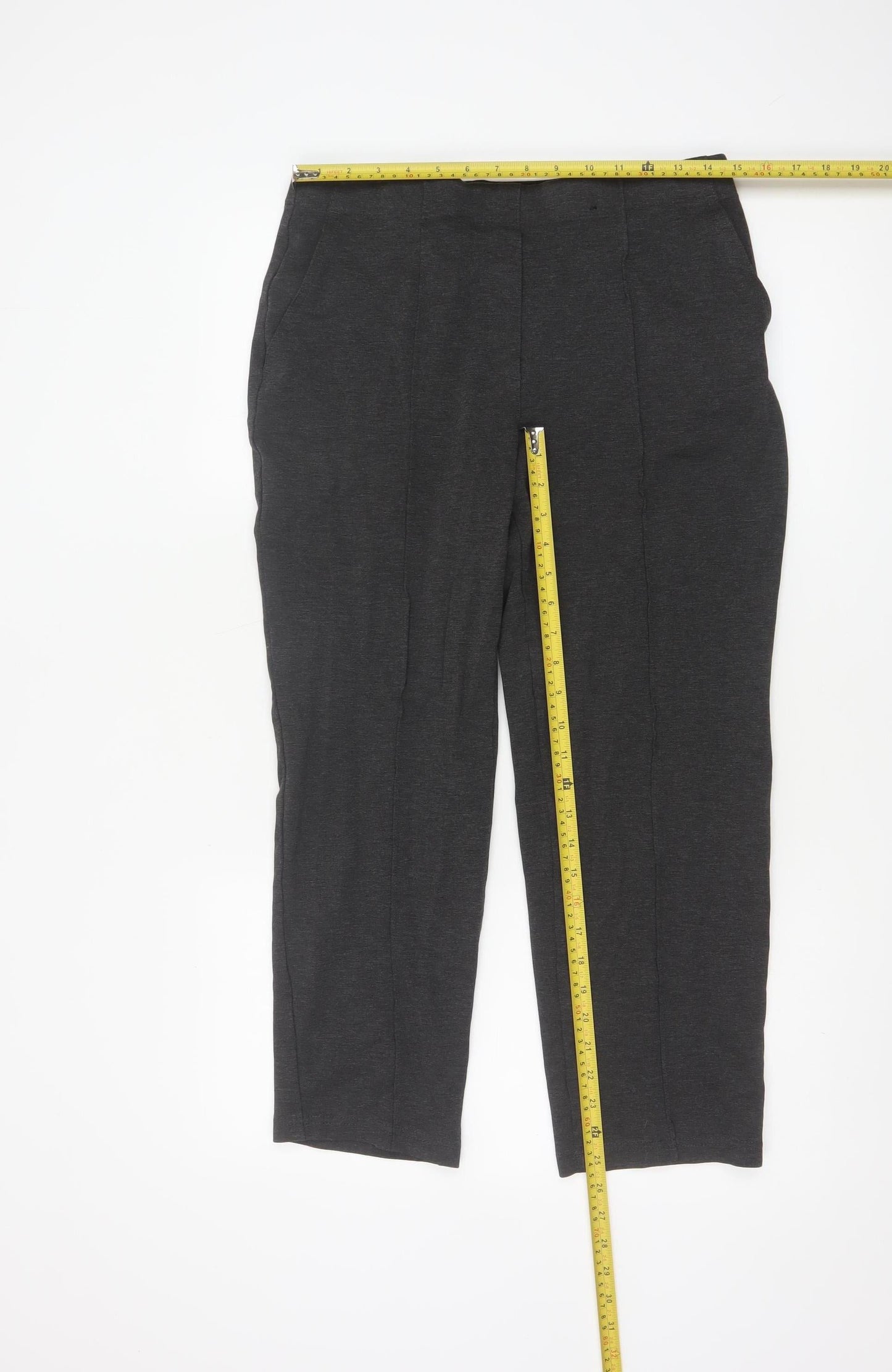 Marks and Spencer Womens Grey Straight Leg Jersey Trousers Size 14