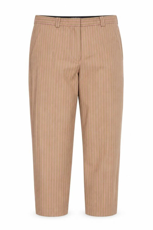 Marks and Spencer Women Brown Striped Chino Trousers Size 16 Regular