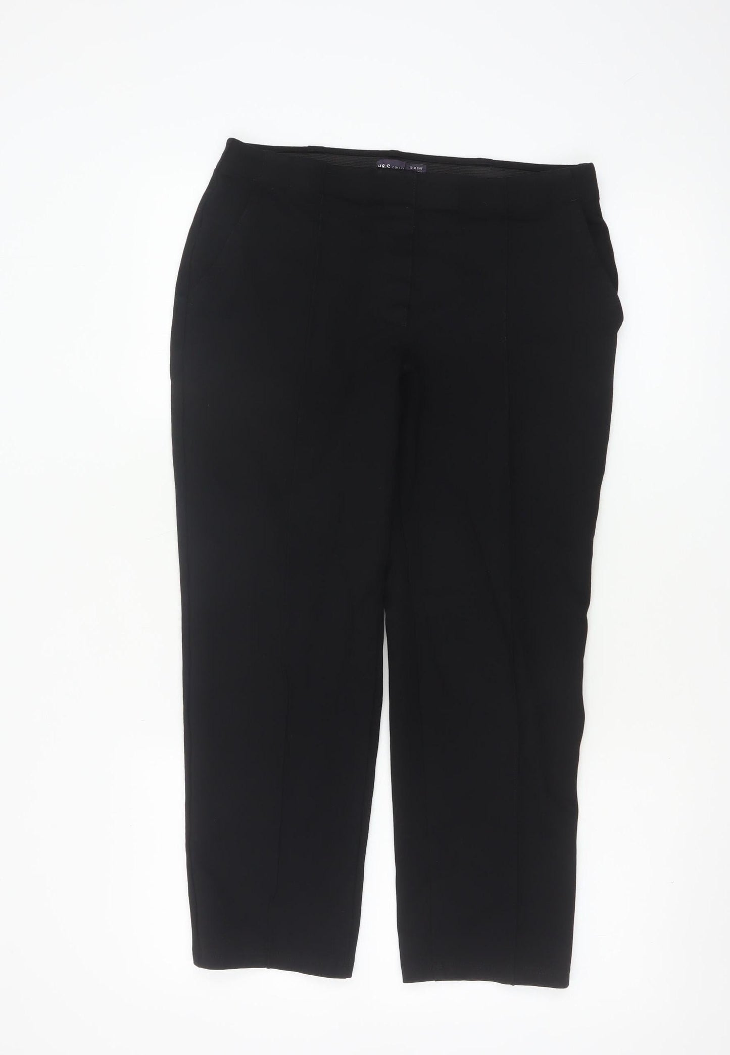 Marks and Spencer Womens Black Slim Fit Petite Trousers Size 12