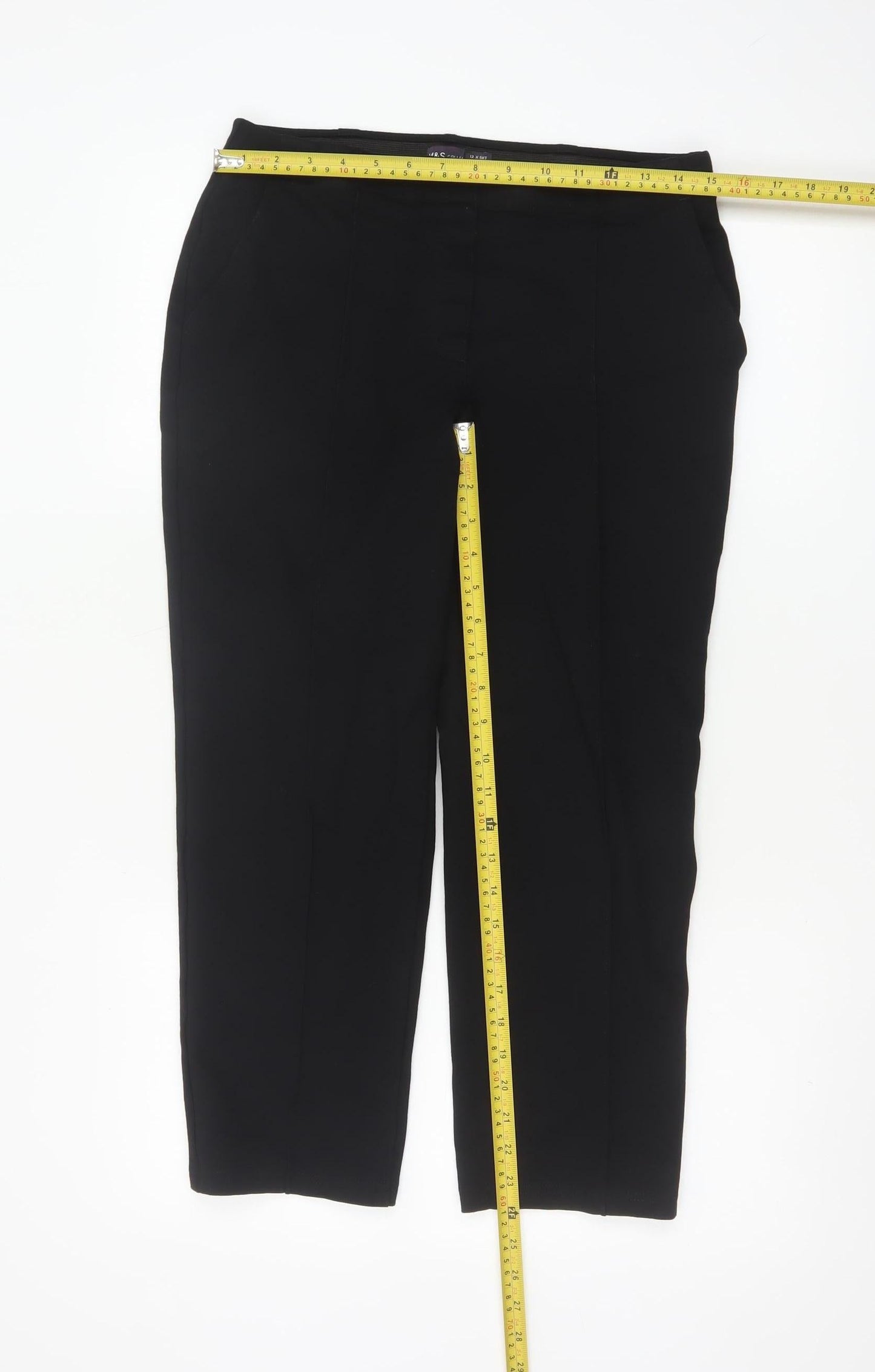 Marks and Spencer Womens Black Slim Fit Petite Trousers Size 12