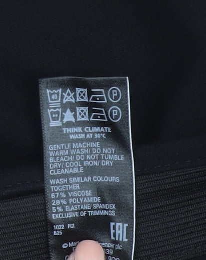 Marks and Spencer Womens Black Slim Fit Petite Trousers Size 12