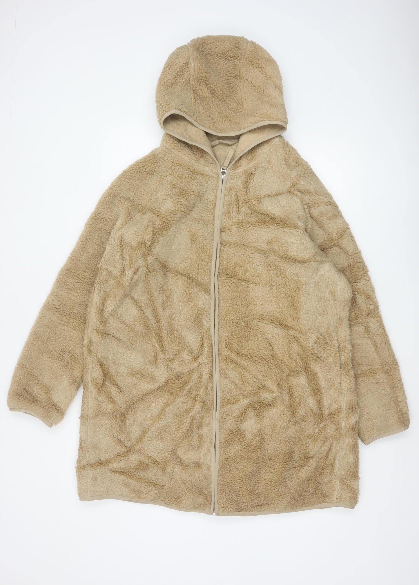 Marks and Spencer Women’s Beige Hooded Fleece Coat Size 18