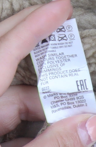 Marks and Spencer Women’s Beige Hooded Fleece Coat Size 18