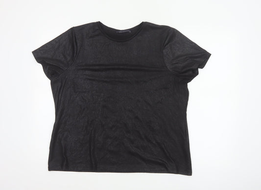Preloved Marks and Spencer Women’s Black Short Sleeve Basic T-Shirt Size 18 - Front