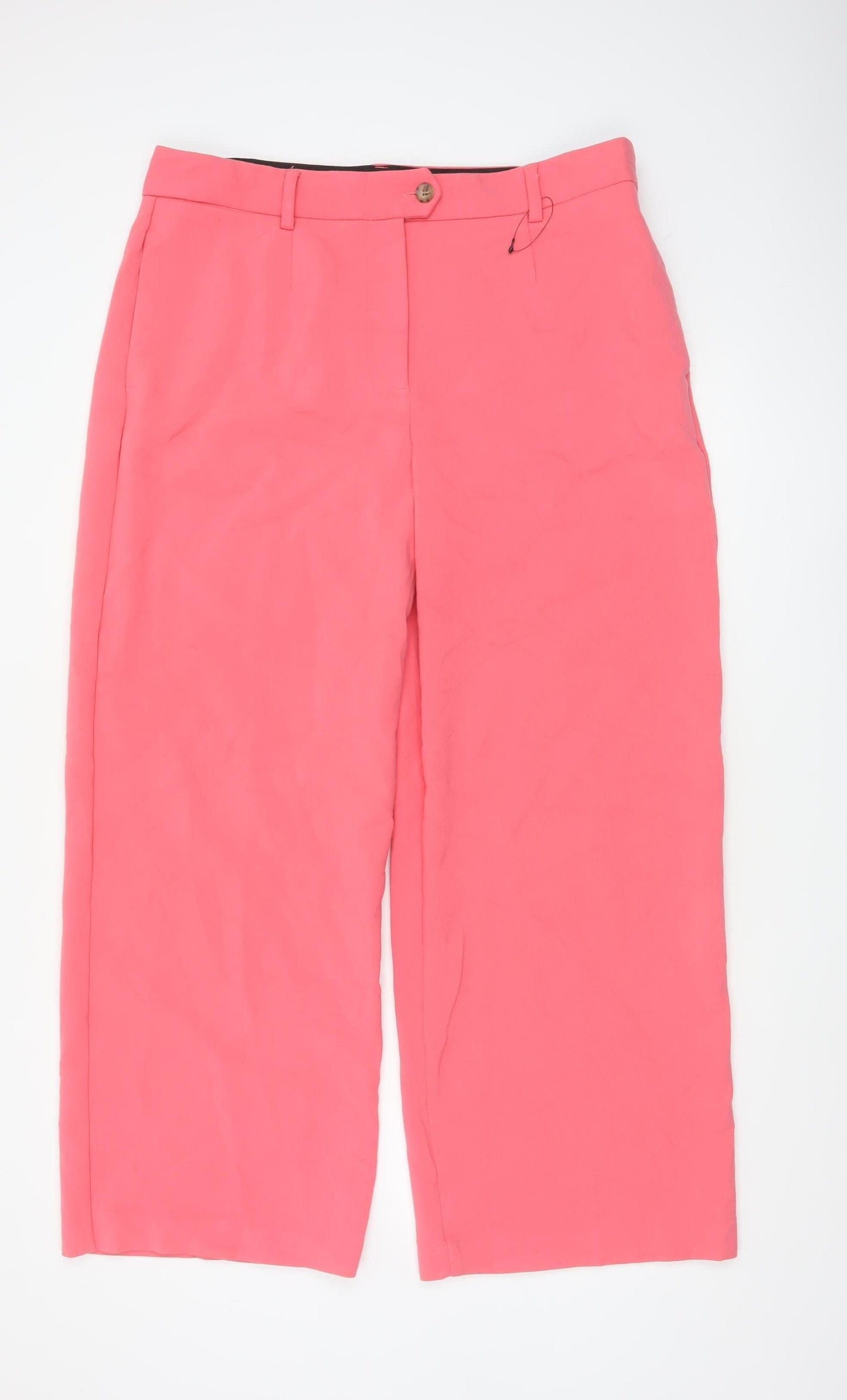 Marks and Spencer Womens Pink Cropped Wide-Leg Trousers Size 18