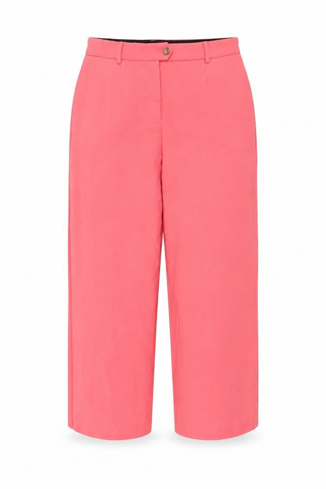Marks & Spencer Womens Pink Cropped Wide-Leg Trousers Size 18