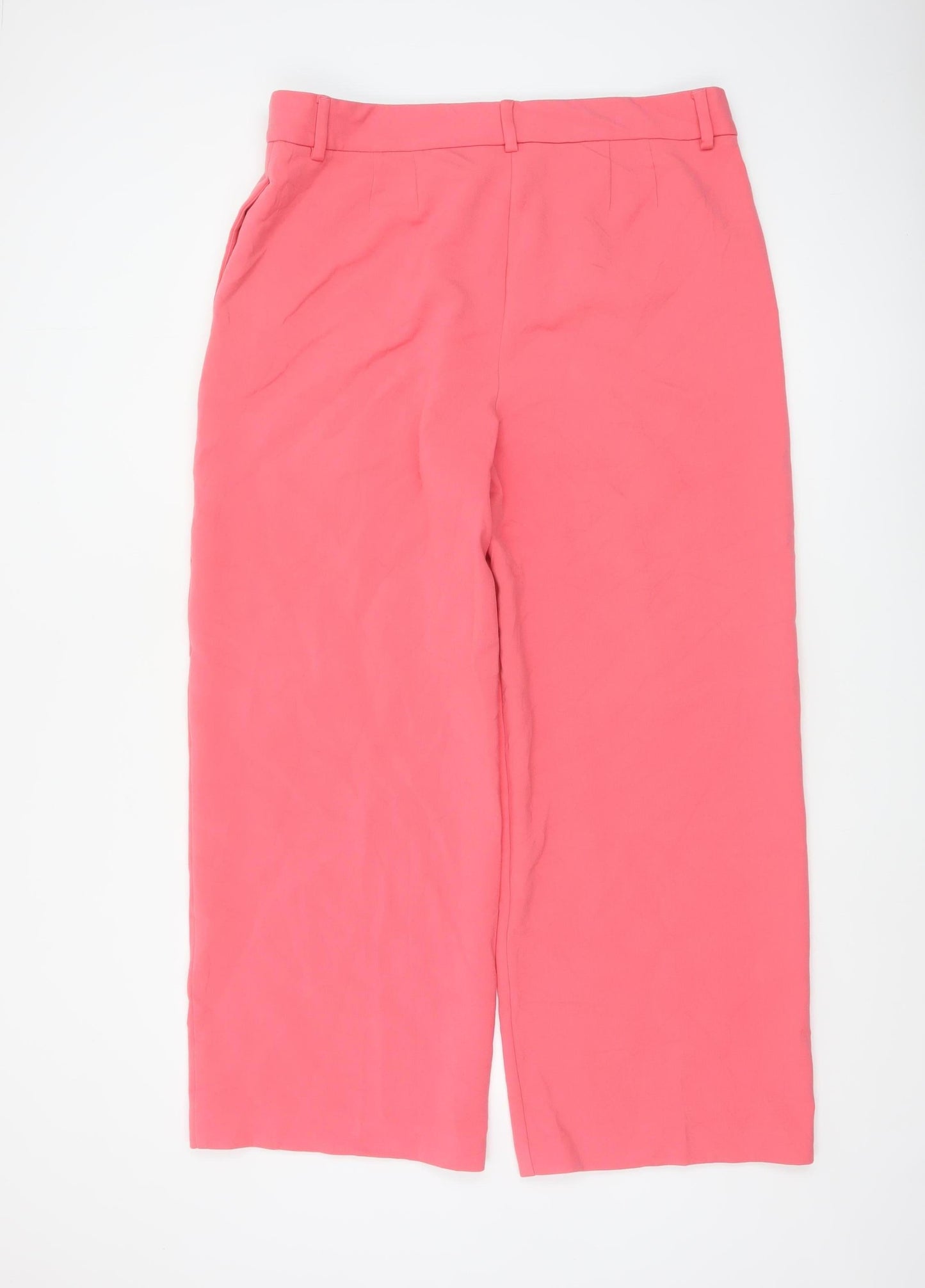 Marks and Spencer Womens Pink Cropped Wide-Leg Trousers Size 18