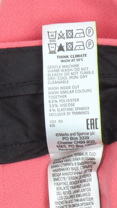 Marks and Spencer Womens Pink Cropped Wide-Leg Trousers Size 18