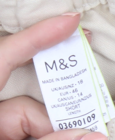 Marks and Spencer Women's Beige Cargo Trousers Size 18 Straight Leg