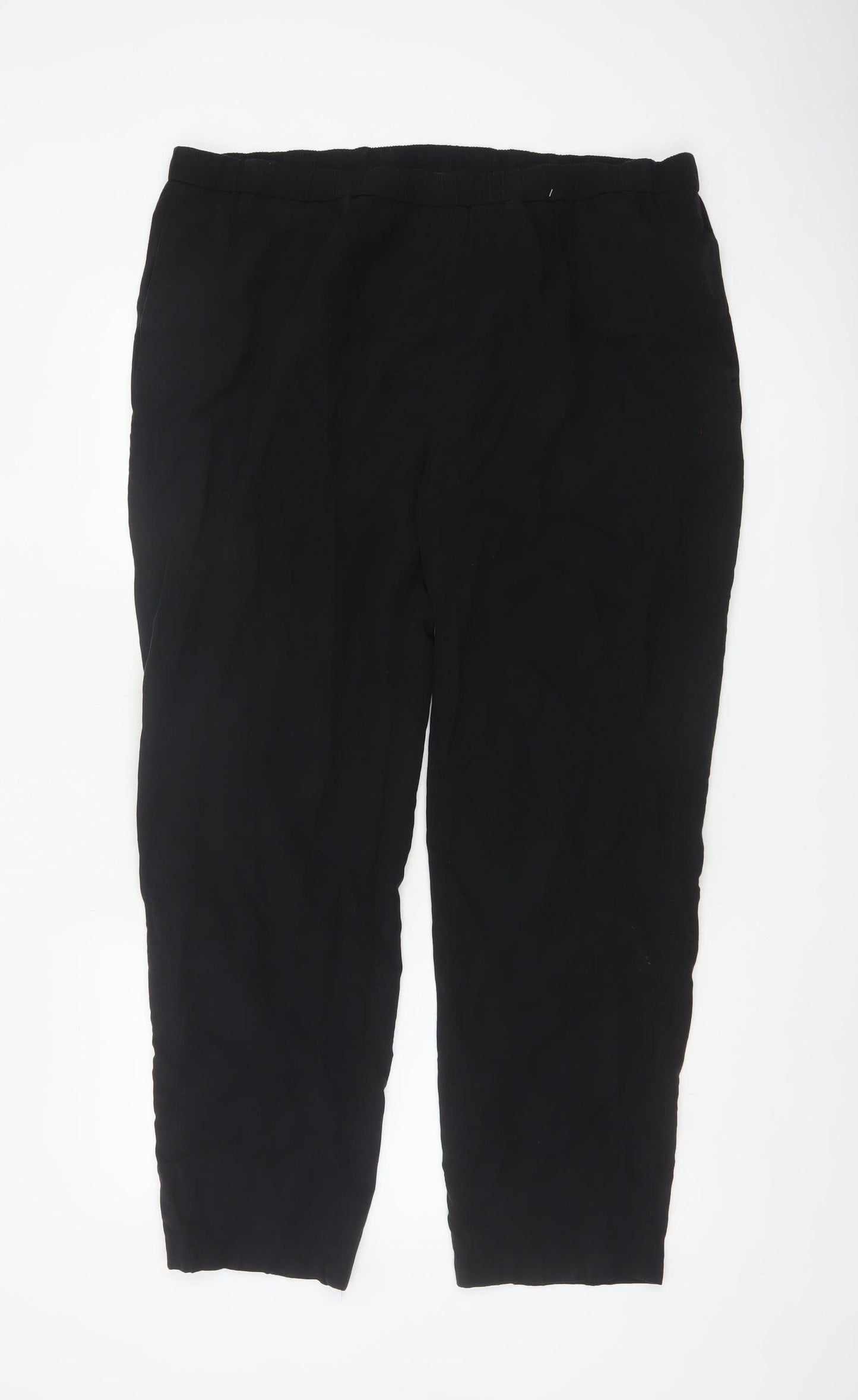 Marks and Spencer Womens Black Regular Fit Lyocell Blend Trousers Size 18