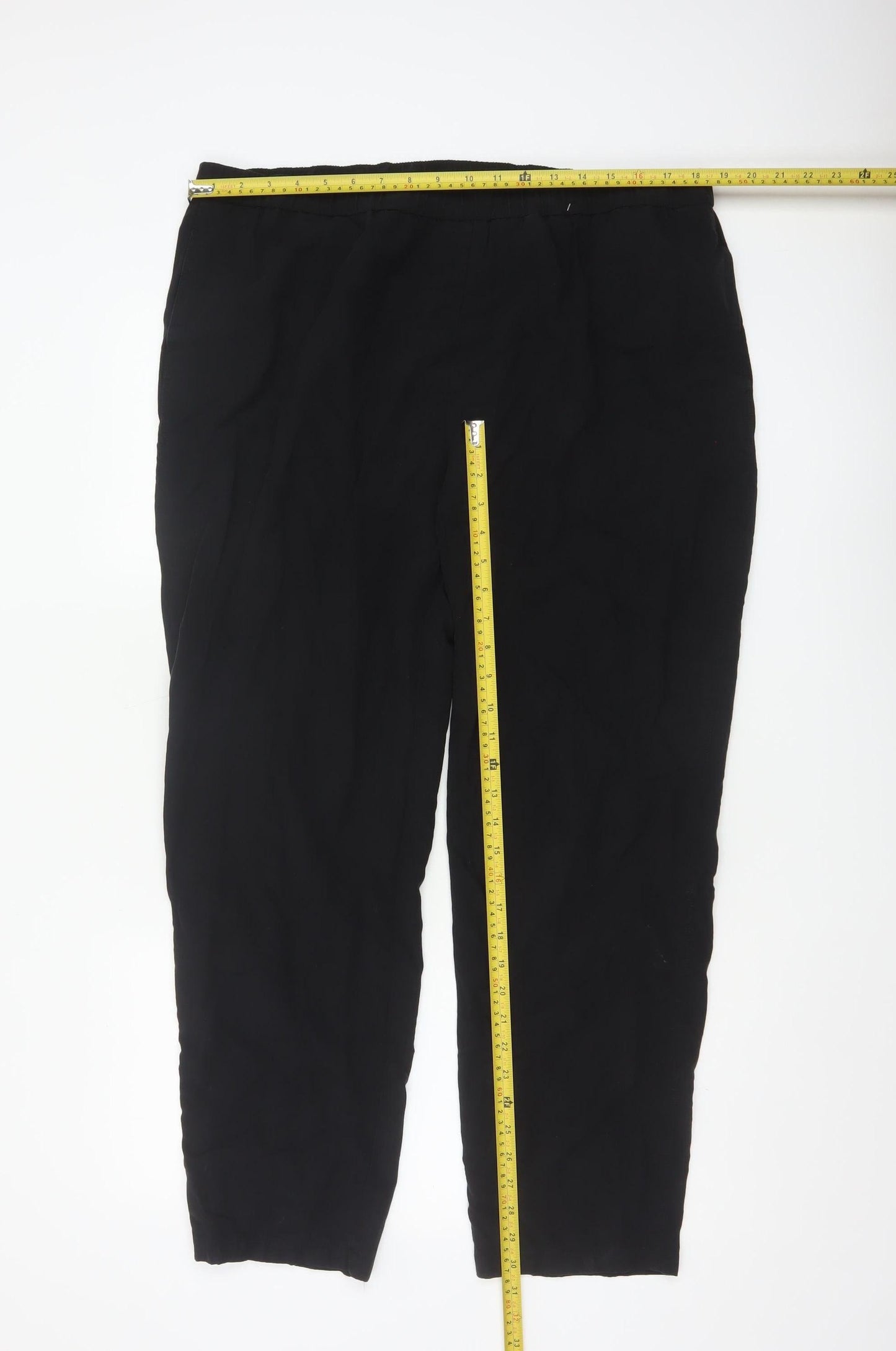 Marks and Spencer Womens Black Regular Fit Lyocell Blend Trousers Size 18