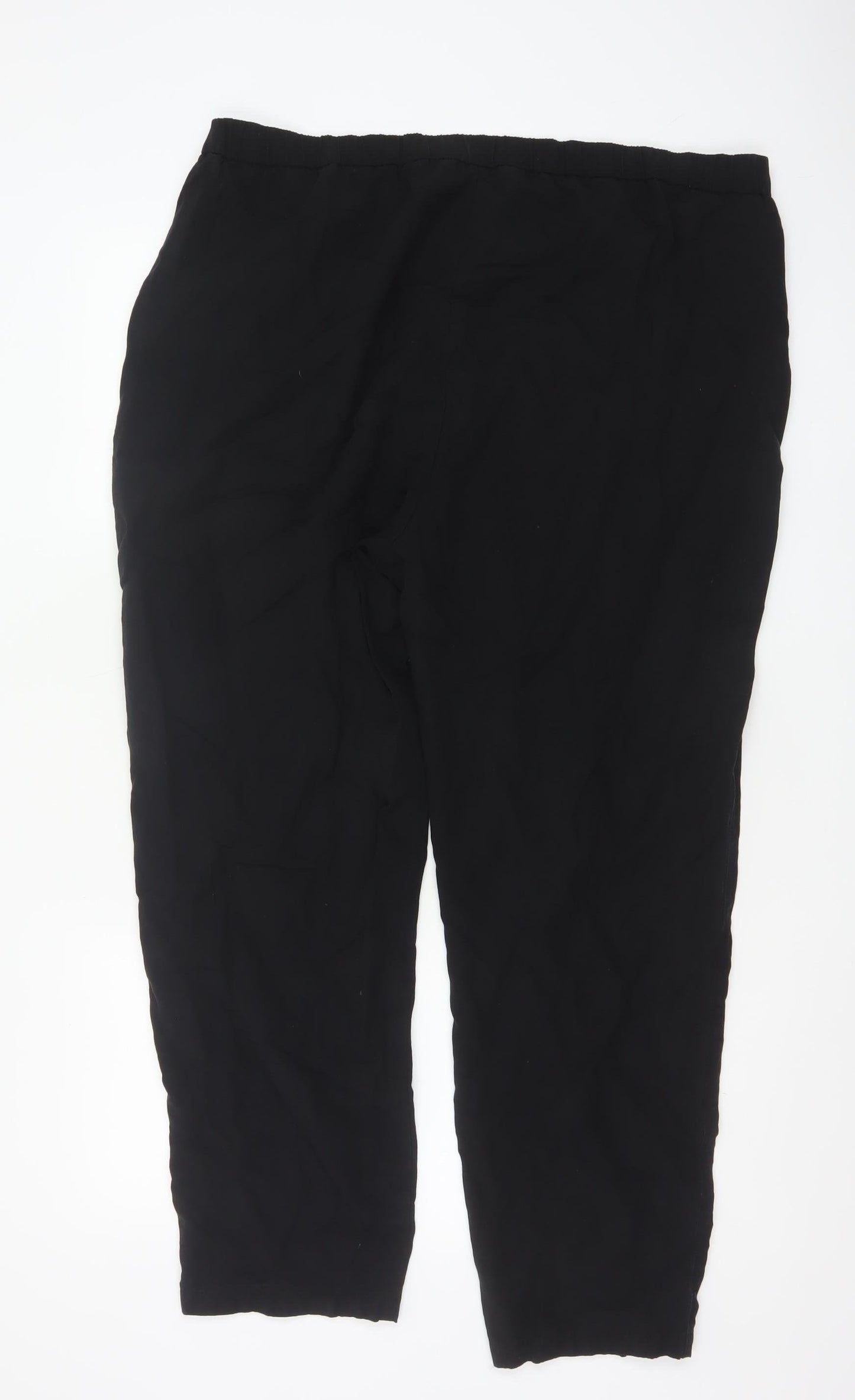 Marks and Spencer Womens Black Regular Fit Lyocell Blend Trousers Size 18